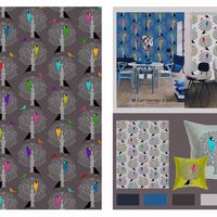 Three Bird Tree - wallpaper and textiles