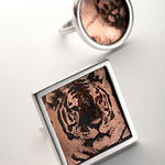 Tiger and ladybird photo etched rings