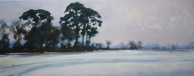 Pine trees and snow