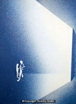 Blue nude in open door