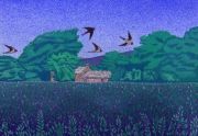 Swallows over High Slakes cottage