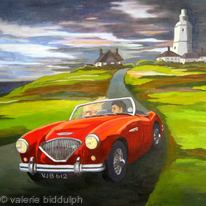 Leaving the lighthouse in my Austin-Healey