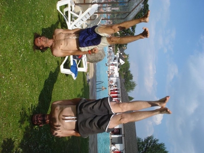 Relaxing by the pool
