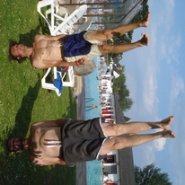 Relaxing by the pool