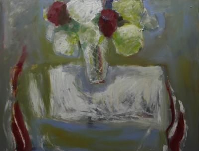 Joan's vase, Hydrangeas & Tablecloth