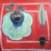 red tablecloth