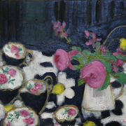 Pink roses, white jug & Ina's table