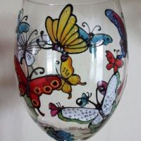 Hand Painted Glass Butterfly Design