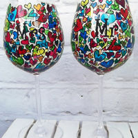 Hand Painted Mr and Mrs Wedding Glasses
