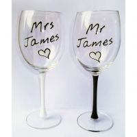 Mr and Mrs Name Wine Glasses