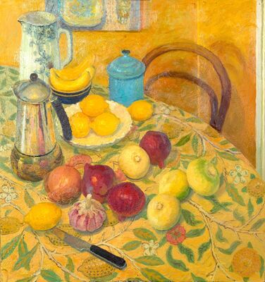 Yellow tablecloth