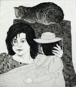 Sarah with doll and cat