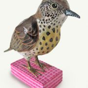 Song Thrush on Pink Wafer