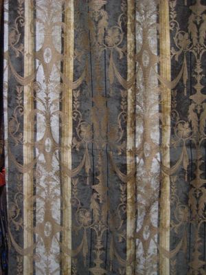 c3627 grey and gold velvet stripe damask