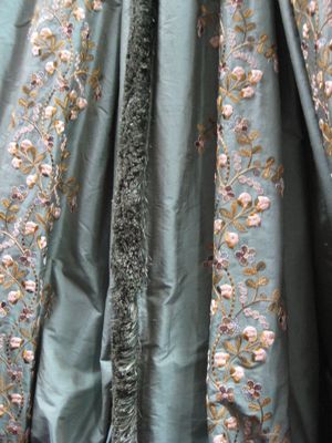 c3858 aqua floral embroidered silk