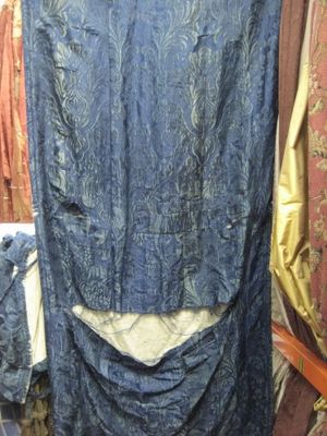 C1379 Blue Antique Shredded Silk Damask