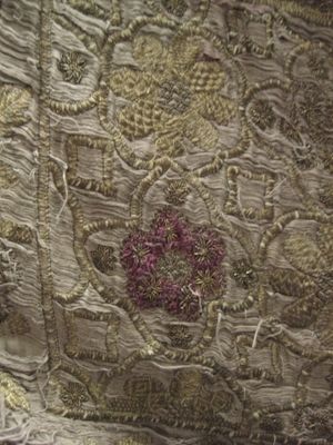 C2615 Detail of Panel - Heavy gold Gilt Embroidery with Burgundy