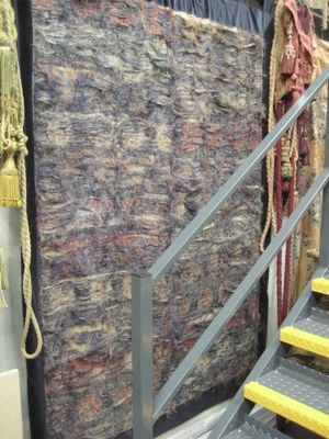 C5204 Blue and Red Shredded Silk Panel With Velvet Border