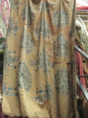 C2579 Orange Silk Panel with Blue Circular Embroidery