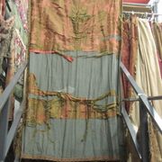 C1877 Rust and Gold Antique Silk Damask with Grey Wool