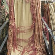 C2773 very shredded rust and gold silk damask interlined