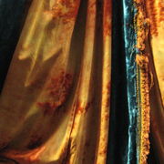 C1515 Peacock Blue and Orange Worn Velvet