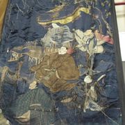 C2435 Dark Blue Chinese Silk Panel with Figures