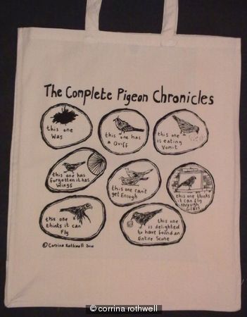 Pigeon Chronicles tote bag (long handle)