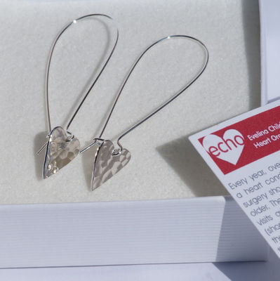 ECHO 38 Textured Heart Long Earrings  £33.00
