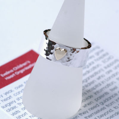 ECHO Heart 52 Textured Silver  & 9ct Gold Ring £76