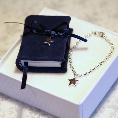 Silver Star Tiny Book And Baby Bracelet Set £38