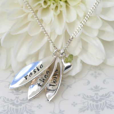 Personalised Leaf and Tiny Heart Necklace from £48