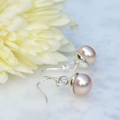 Hedgerow- Silver and Freah Water Pearl Acorn Earrings £50