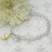 Gold Collection- 9ct Yellow Gold Oak Leaf and Silver Bracelet £125