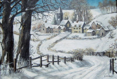 Country church in snowscene