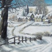 Country church in snowscene