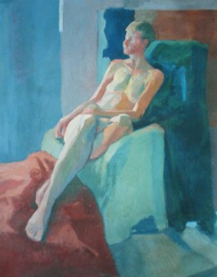 Nude with a Greenish Background