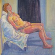 Nude Seated on a White Sheet