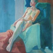 Nude with a Greenish Background