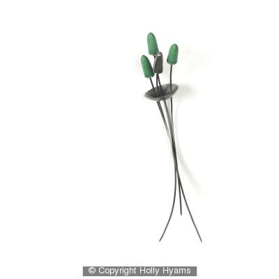 green and oxidised silver pin