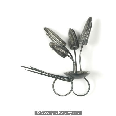 oxidised silver double pin ring