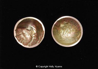 earth from air brass and silver dish stud earrings