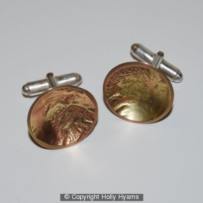 earth from air brass and silver dish cufflinks