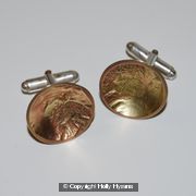 earth from air brass and silver dish cufflinks