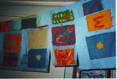 paper sheets made in a school, hanging up to dry