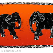 ebony elephants with red