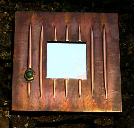copper and aventurine mirror