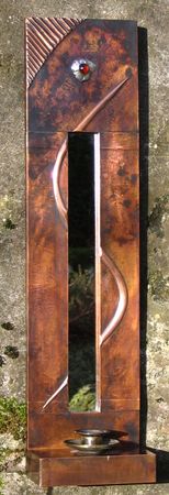 copper and amber glass candlesconce