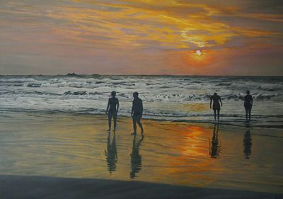 Evening light sea shore