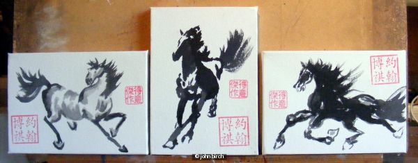 chinese-brush-horse-triptych